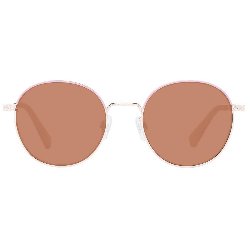 Ted Baker multicolor women's sunglasses with rose gold metal frame and brown plastic lenses, full-rim style, UVA & UVB protection.