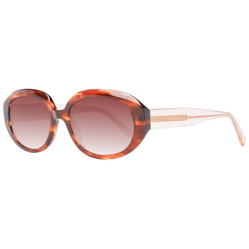 Ted Baker multicolor oval women sunglasses with acetate frame, brown gradient lenses, full-rim design, and UVA & UVB protection.