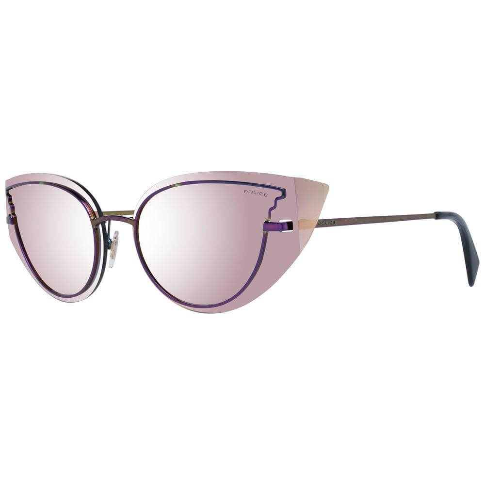 Police Purple Women Cat Eye Sunglasses with Blue Tint and Metal Frame, 100% UVA & UVB Protection, Stylish and Chic Design