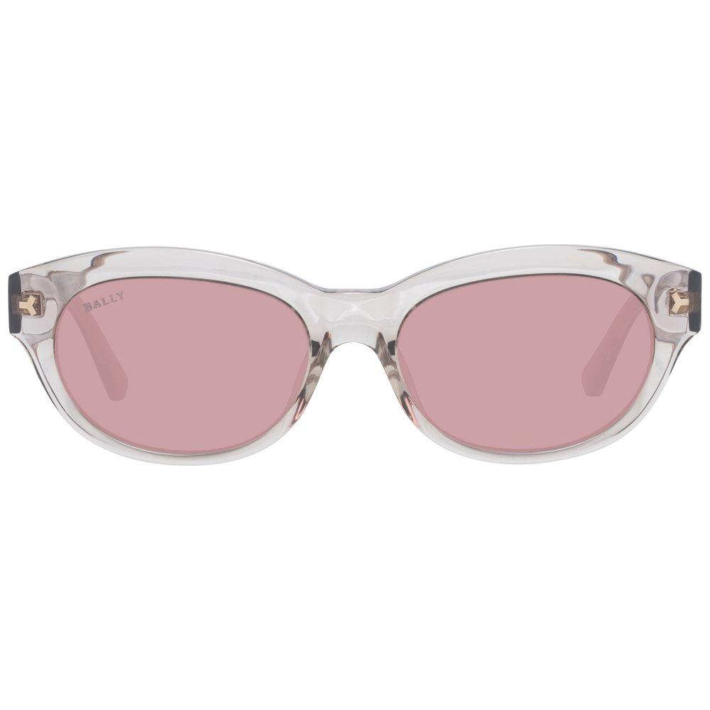 Bally brown women's oval sunglasses, full-rim plastic frame, brown lenses, 100% UVA & UVB protection with branded case.