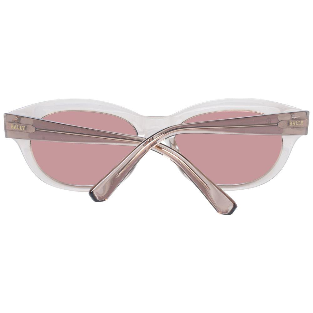 Bally Brown Women's Sunglasses with full-rim plastic frames and brown lenses, UVA/UVB protection, oval style, branded case included.