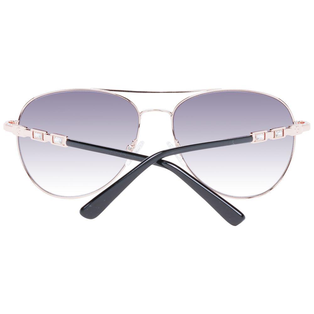 Guess Rose Gold Aviator Sunglasses for Women with Grey Gradient Lenses, Full-Rim Metal Frame