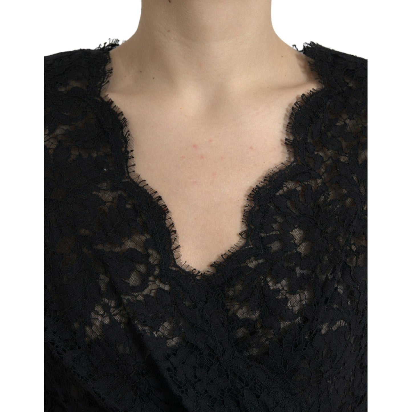 Dolce & Gabbana Black Bodycon Lace Cotton Sheath Mini Dress