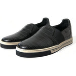 Dolce & Gabbana Black Croc Exotic Leather Sneakers Shoes MV5416-40