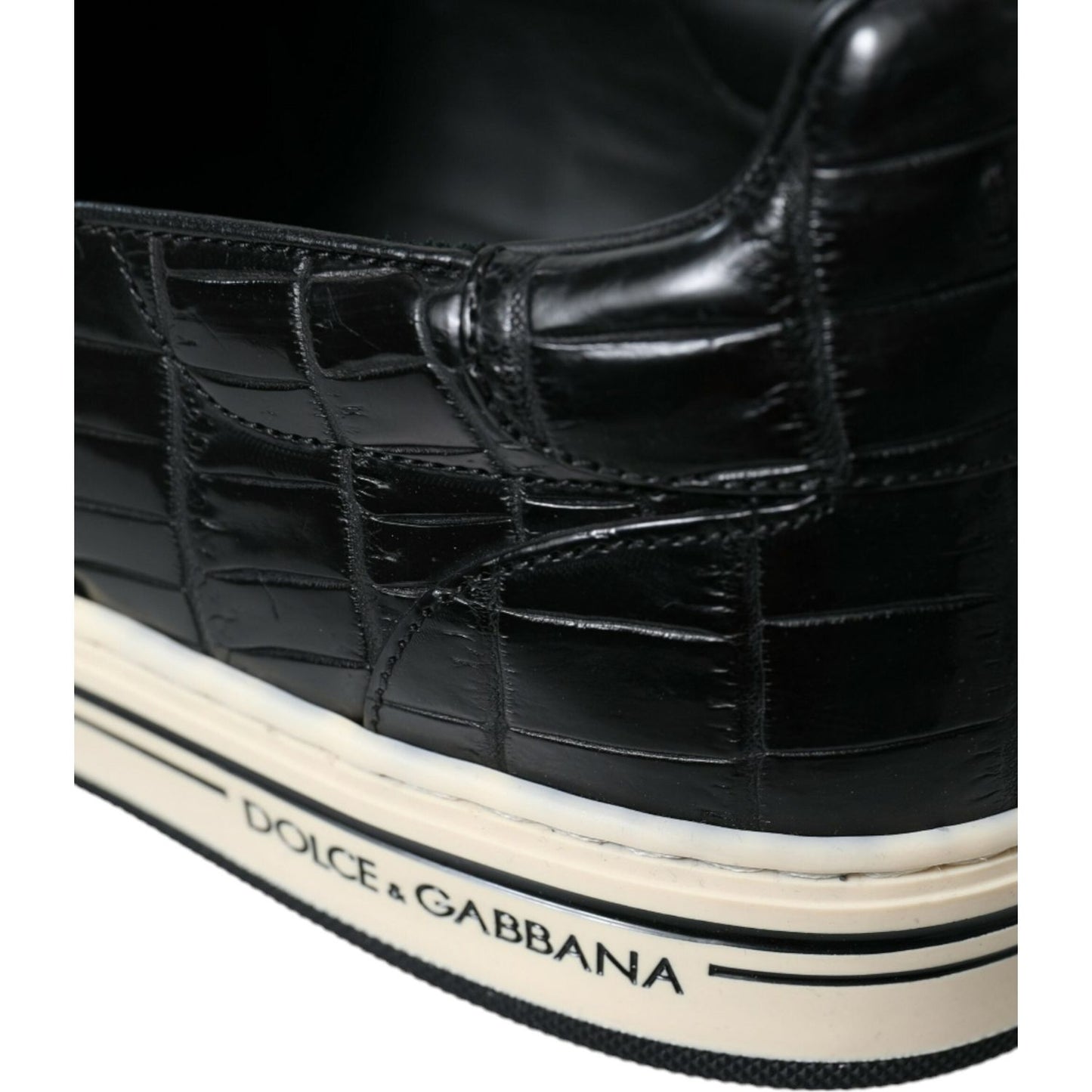 Dolce & Gabbana Black Croc Exotic Leather Sneakers Shoes MV5416-40