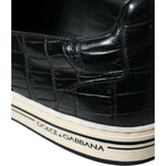 Dolce & Gabbana Black Croc Exotic Leather Sneakers Shoes MV5416-40