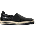 Dolce & Gabbana Black Croc Exotic Leather Sneakers Shoes MV5416-40