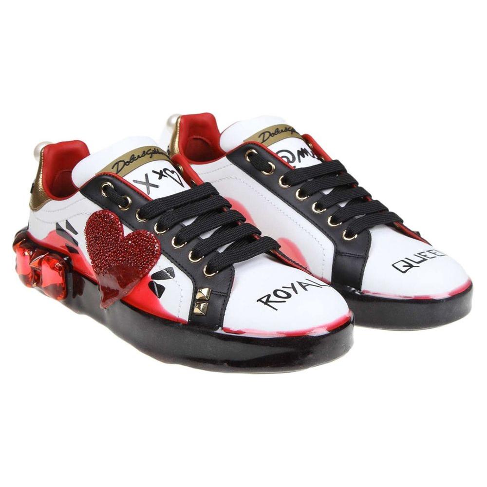 Dolce & Gabbana White Calfskin Women Sneaker Dolce & Gabbana Light Gray
