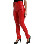 Dolce & Gabbana Shiny Red High Waist Skinny Pants