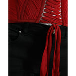 Dolce & Gabbana Red Silk Belt Waist Lace Up Strap Corset