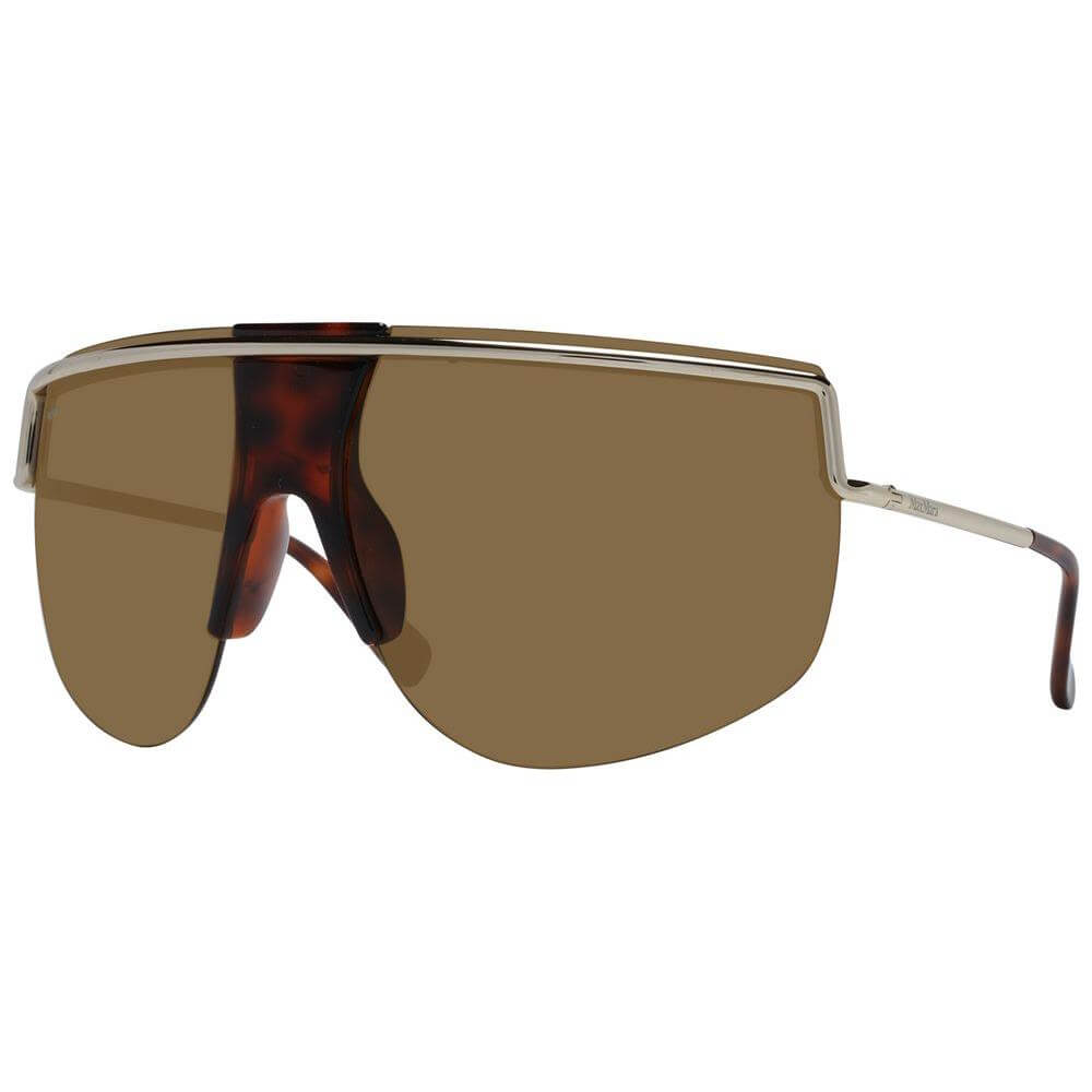 Max Mara gold women sunglasses with metal frame, brown lenses, half-rim style, aviator design. 100% UVA & UVB protection.