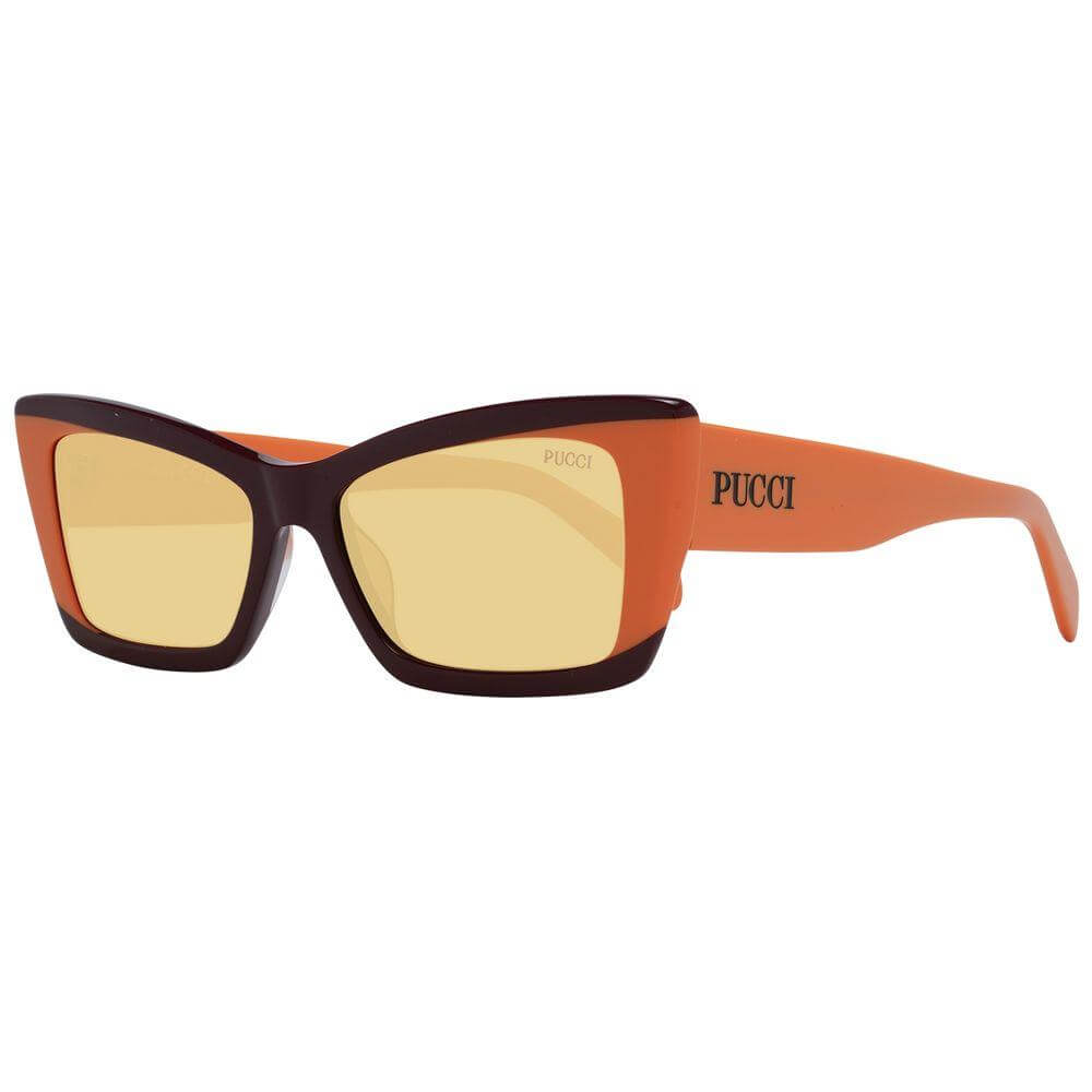 Emilio Pucci multicolor women's sunglasses with full-rim plastic frame, brown lenses, rectangle style, 100% UVA & UVB protection