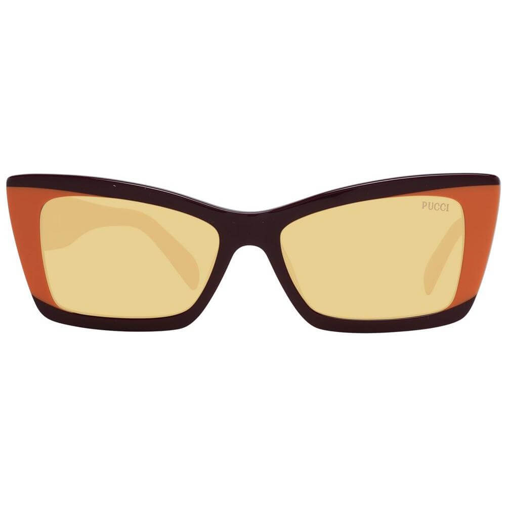 Emilio Pucci Multicolor Women's Sunglasses with Brown Plastic Lenses and Full-Rim Frame, Rectangle Style, 100% UVA & UVB Protection