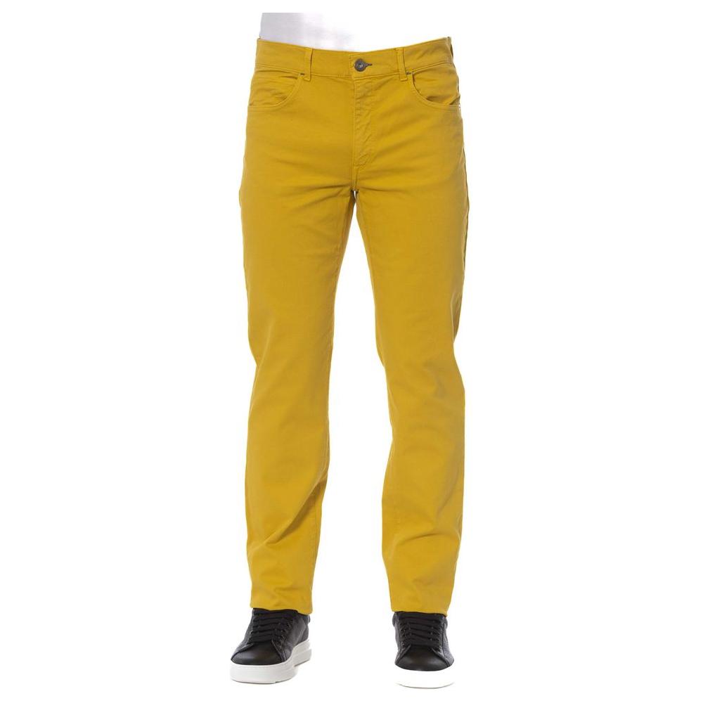 Trussardi Jeans Yellow Cotton Men Pant Trussardi Jeans Goldenrod
