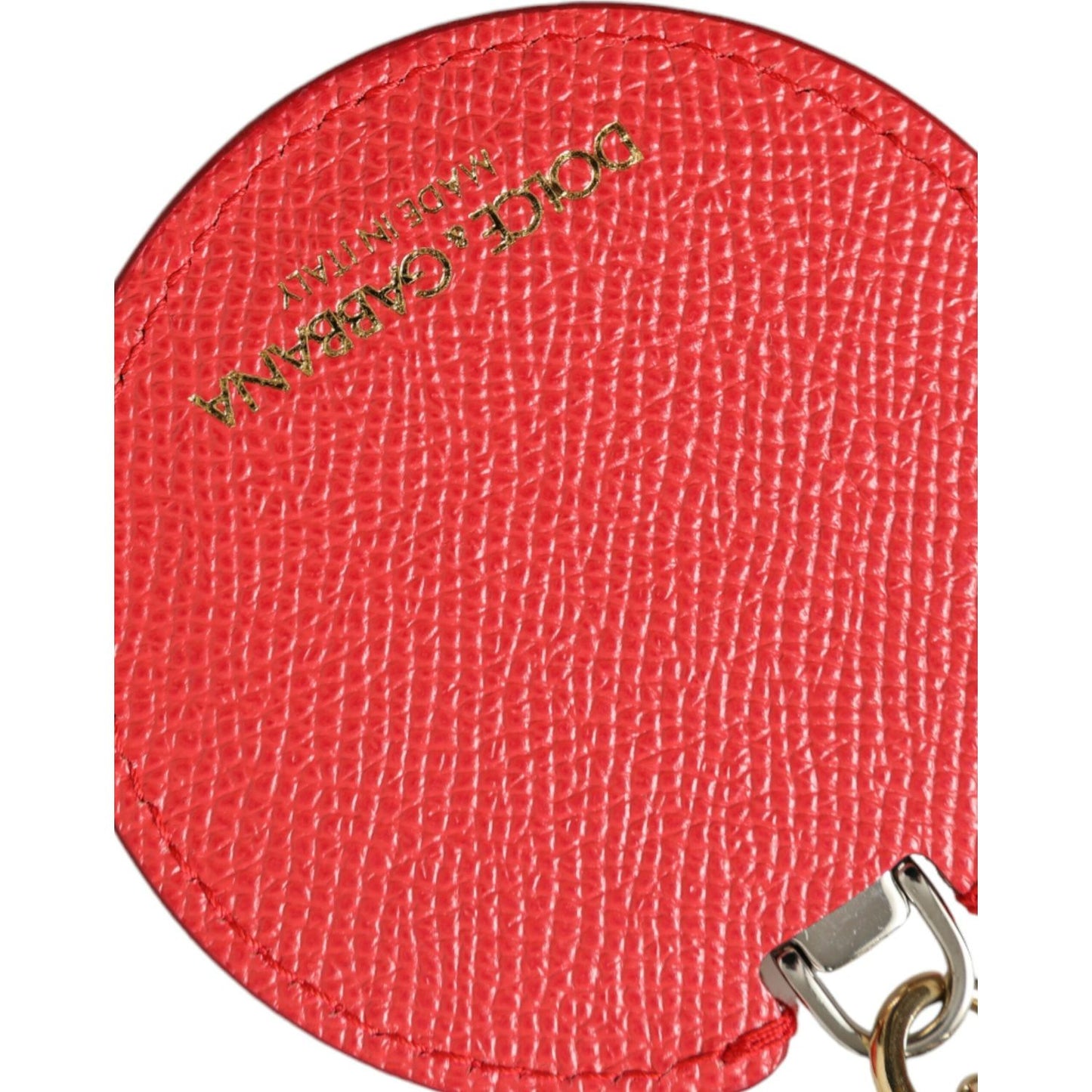 Dolce & Gabbana Elegant Red Leather Keychain with Gold Accents Dolce & Gabbana Tomato