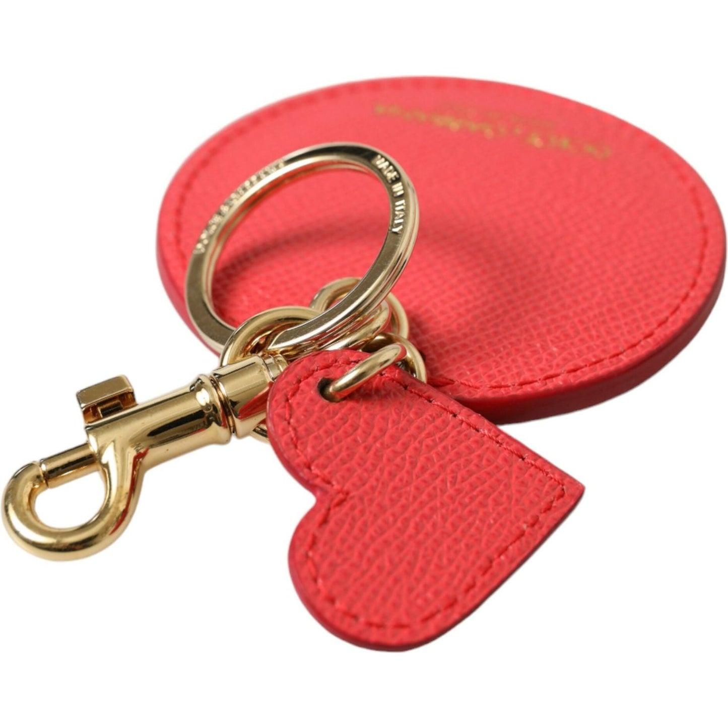 Dolce & Gabbana Elegant Red Leather Keychain with Gold Accents Dolce & Gabbana Tomato