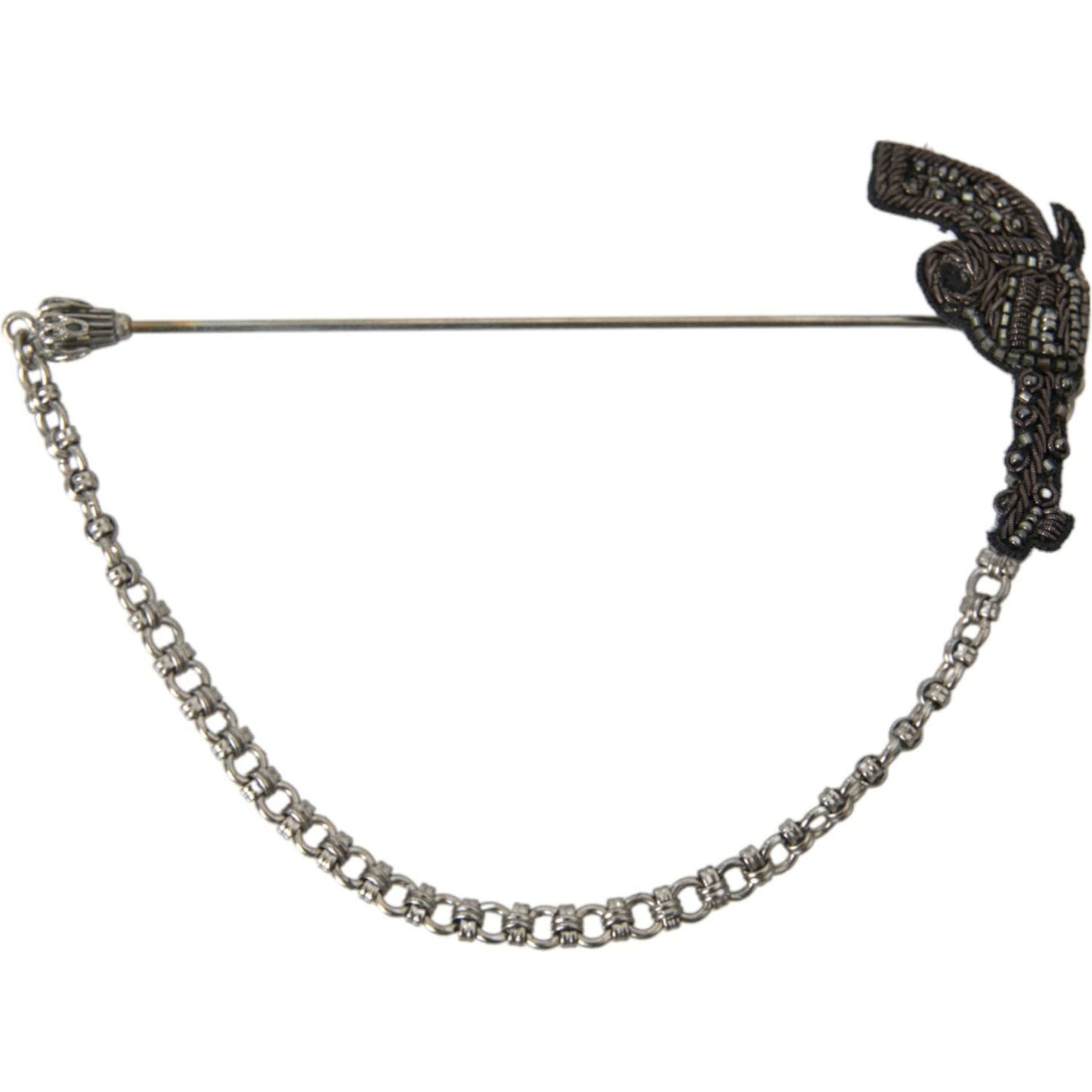 Dolce & Gabbana Brass Copper Silk Revolver Gun Men Brooch Lapel Pin Brooch Dolce & Gabbana Dark Slate Gray