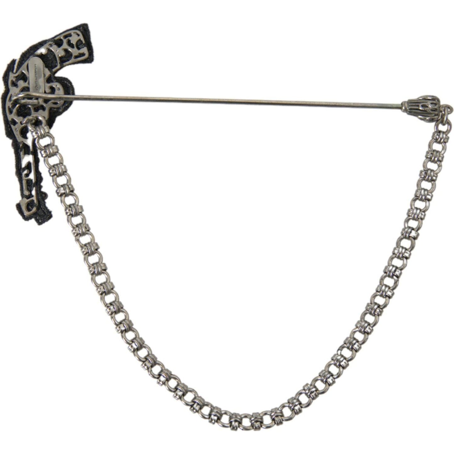 Dolce & Gabbana Brass Copper Silk Revolver Gun Men Brooch Lapel Pin Brooch Dolce & Gabbana Light Slate Gray