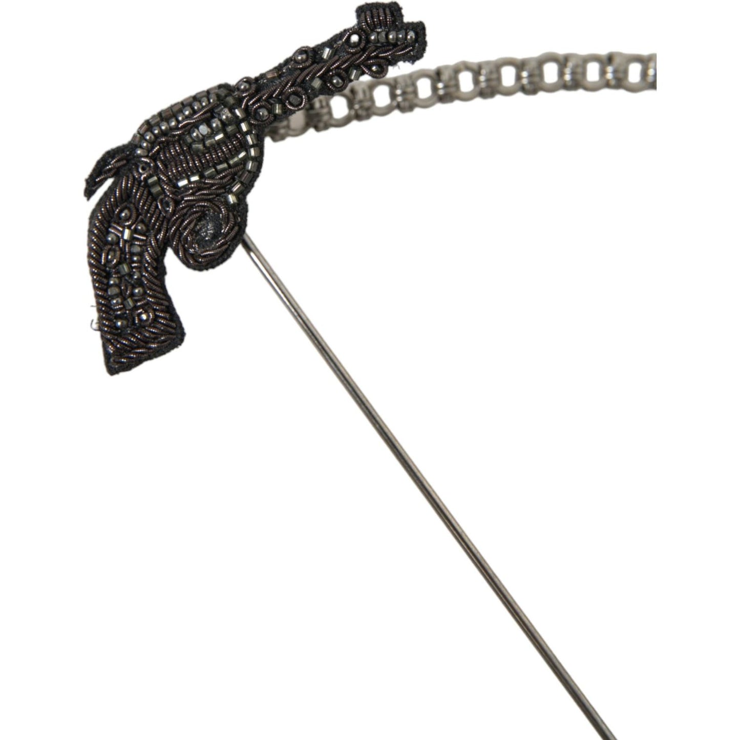 Dolce & Gabbana Brass Copper Silk Revolver Gun Men Brooch Lapel Pin Brooch Dolce & Gabbana Dark Slate Gray