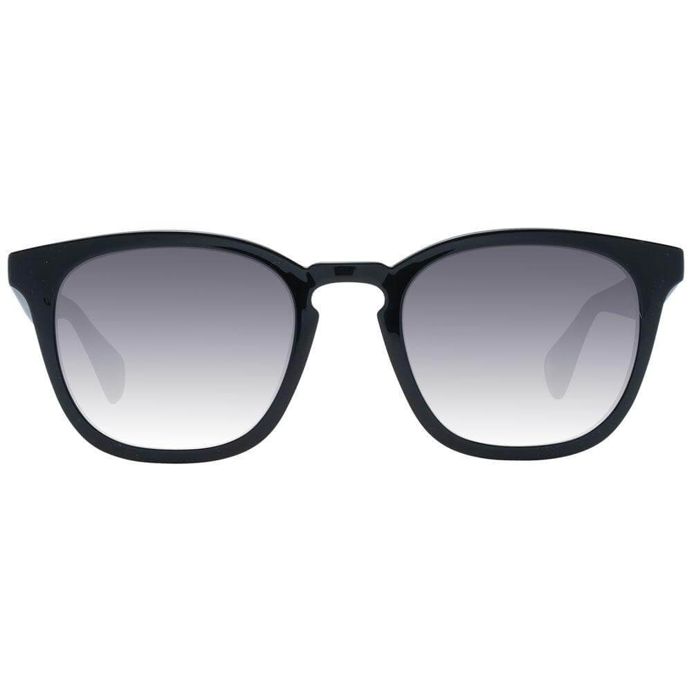 Ted Baker men's black acetate square sunglasses with gradient grey lenses, offering 100% UVA & UVB protection. Frame: 50-21-145