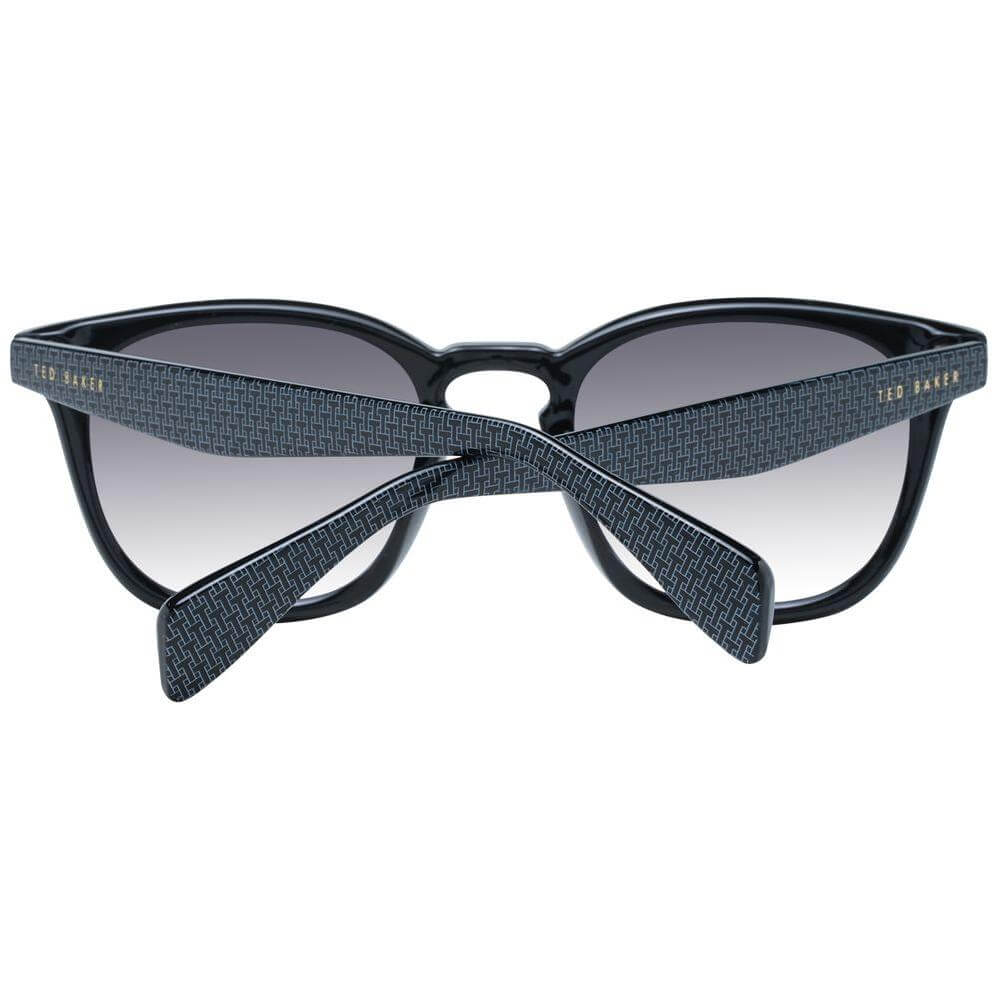 Ted Baker black men's acetate sunglasses with grey gradient lenses and branded case included. Full-rim, square style with UVA/UVB protection.