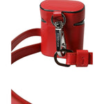 Dolce & Gabbana Red Calfskin Leather Logo Print Strap Men Airpods Case