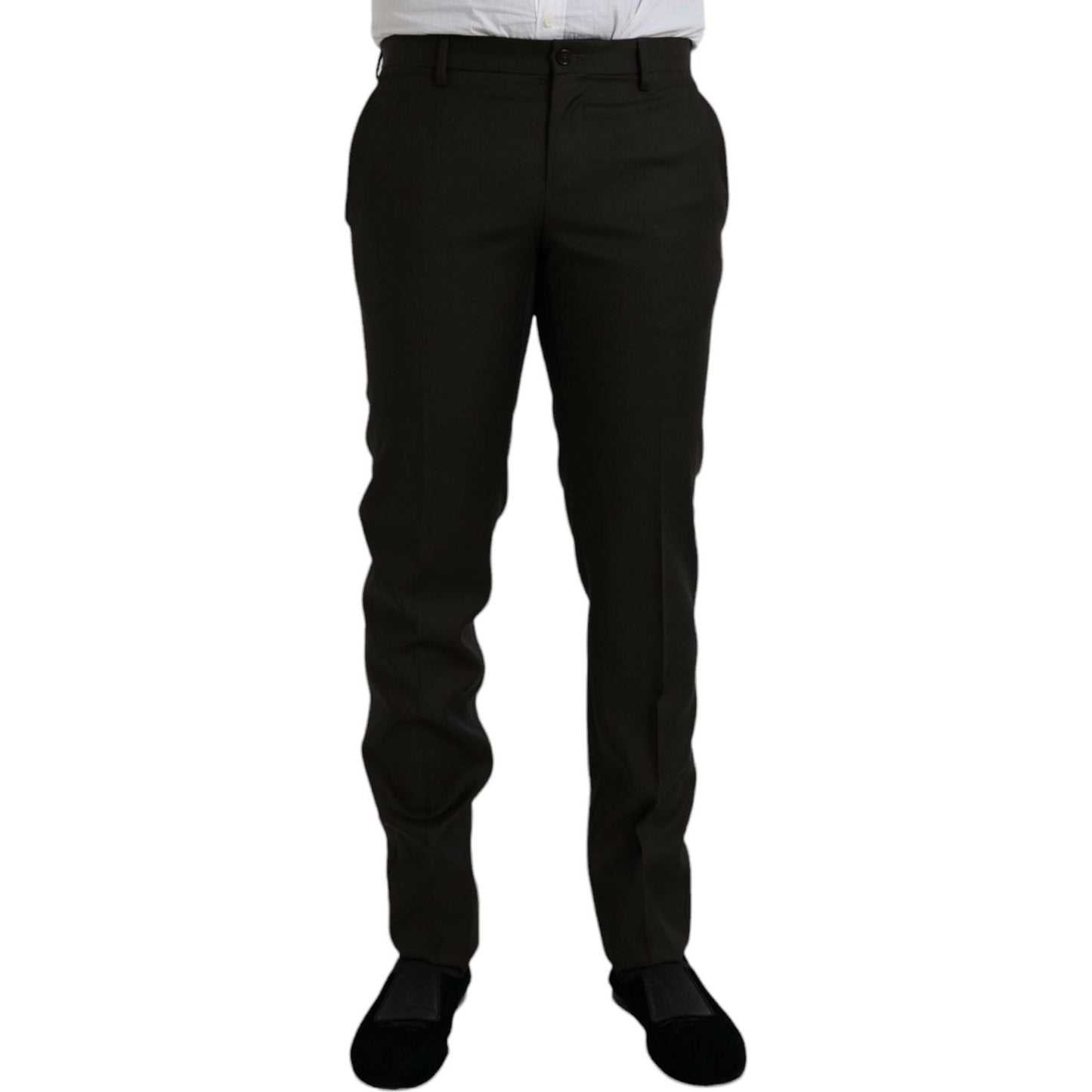 Dolce & Gabbana Dark Brown Wool Slim Fit Formal Pants PAN75302-48