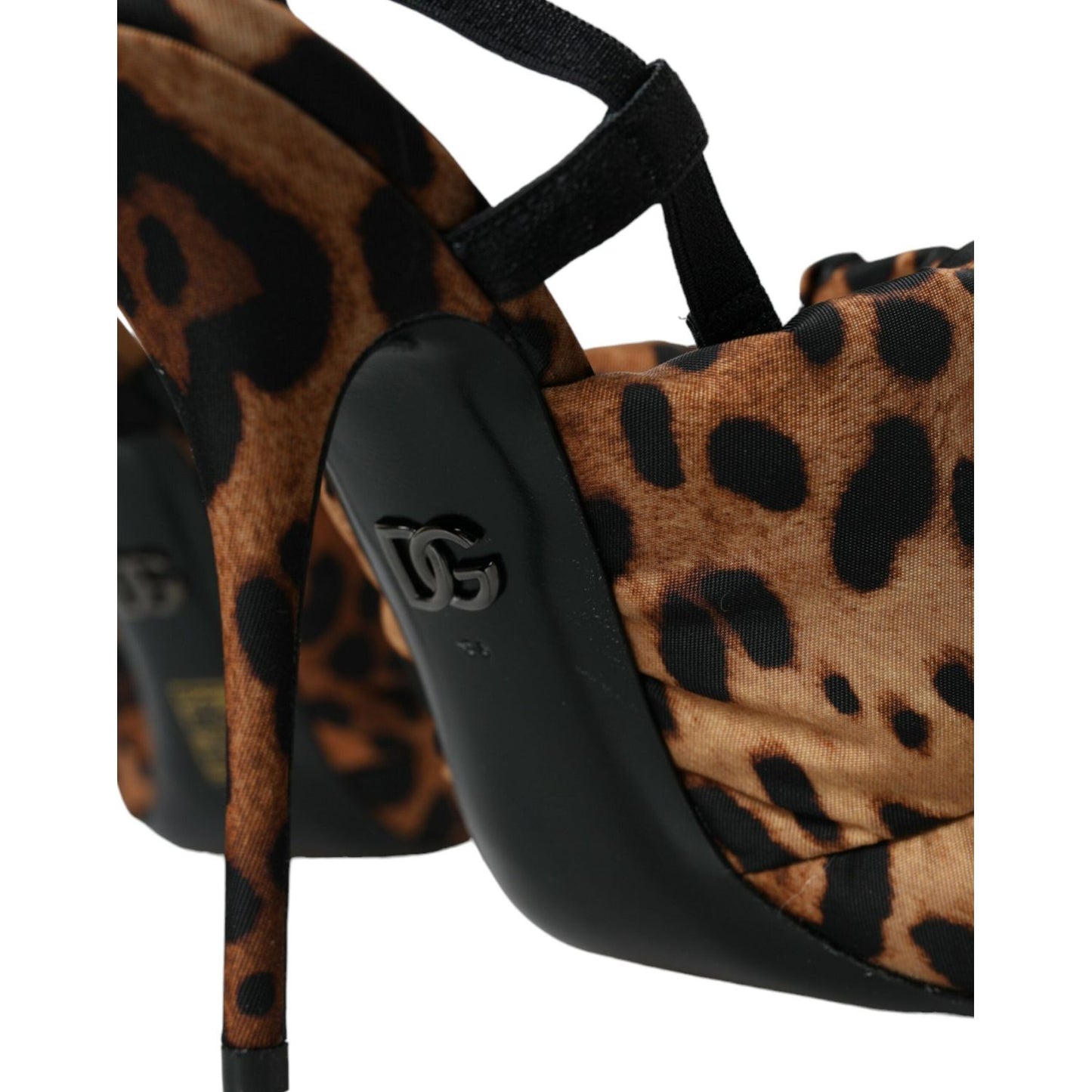 Dolce & Gabbana Brown Leopard Slingback Heels Sandals Shoes Dolce & Gabbana Black