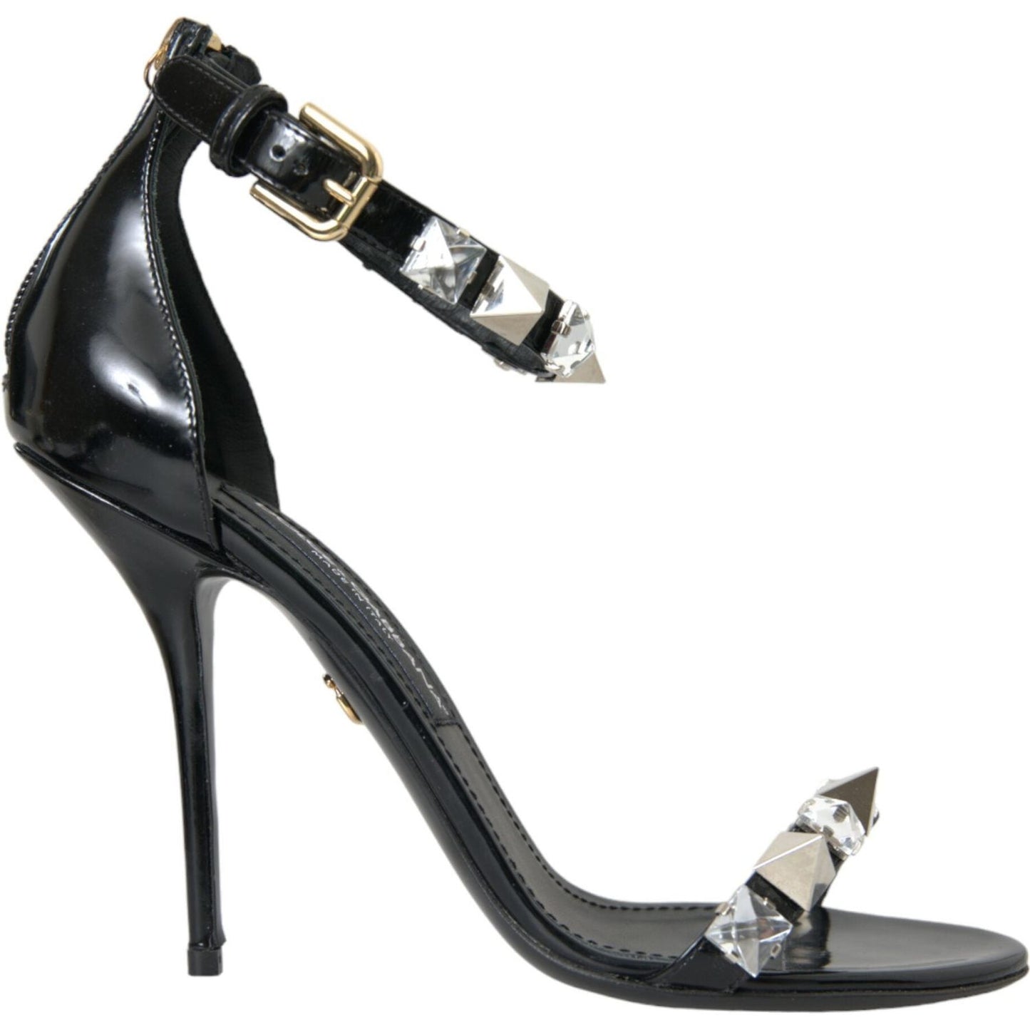Dolce & Gabbana Black Crystals Sandals Ankle Strap Shoes Dolce & Gabbana Dark Slate Gray
