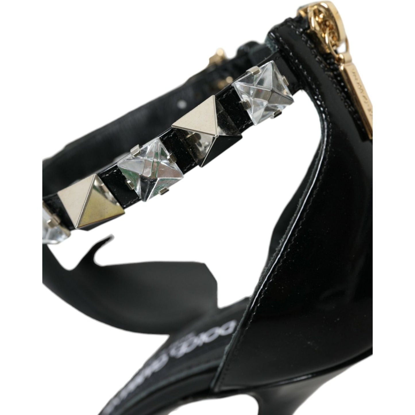 Dolce & Gabbana Black Crystals Sandals Ankle Strap Shoes Dolce & Gabbana Black