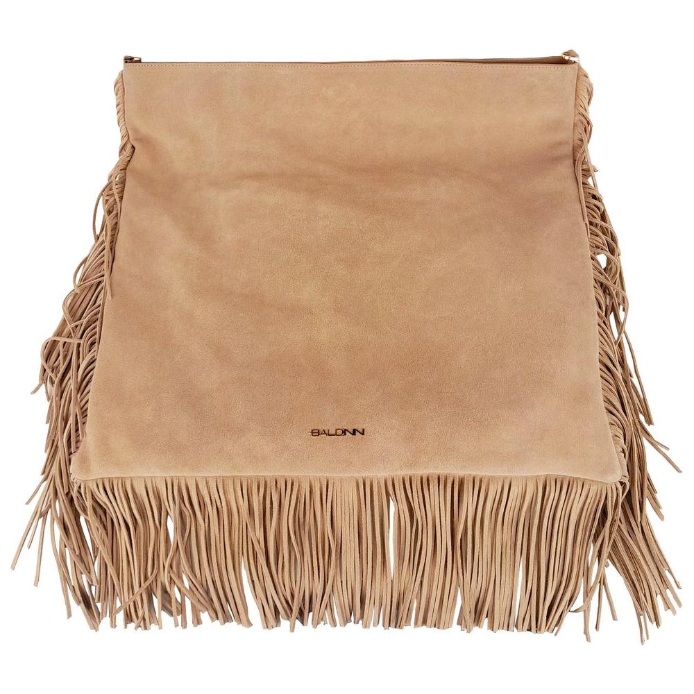Baldinini Trend Beige Calfskin Women Crossbody Bag Baldinini Trend Rosy Brown