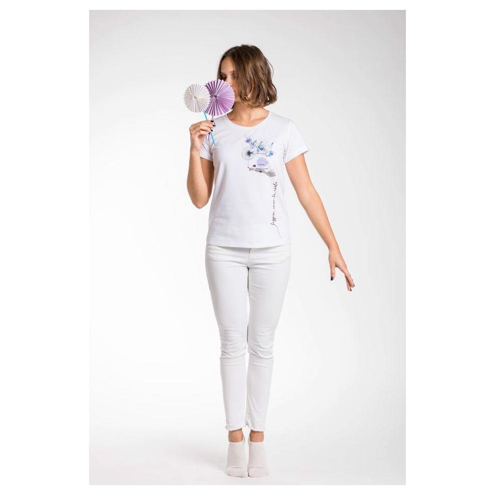 A.Tratti Elegant White Stretch Viscose Tee A.Tratti Lavender