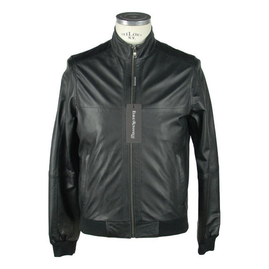 Emilio Romanelli Black Leather Men's Jacket