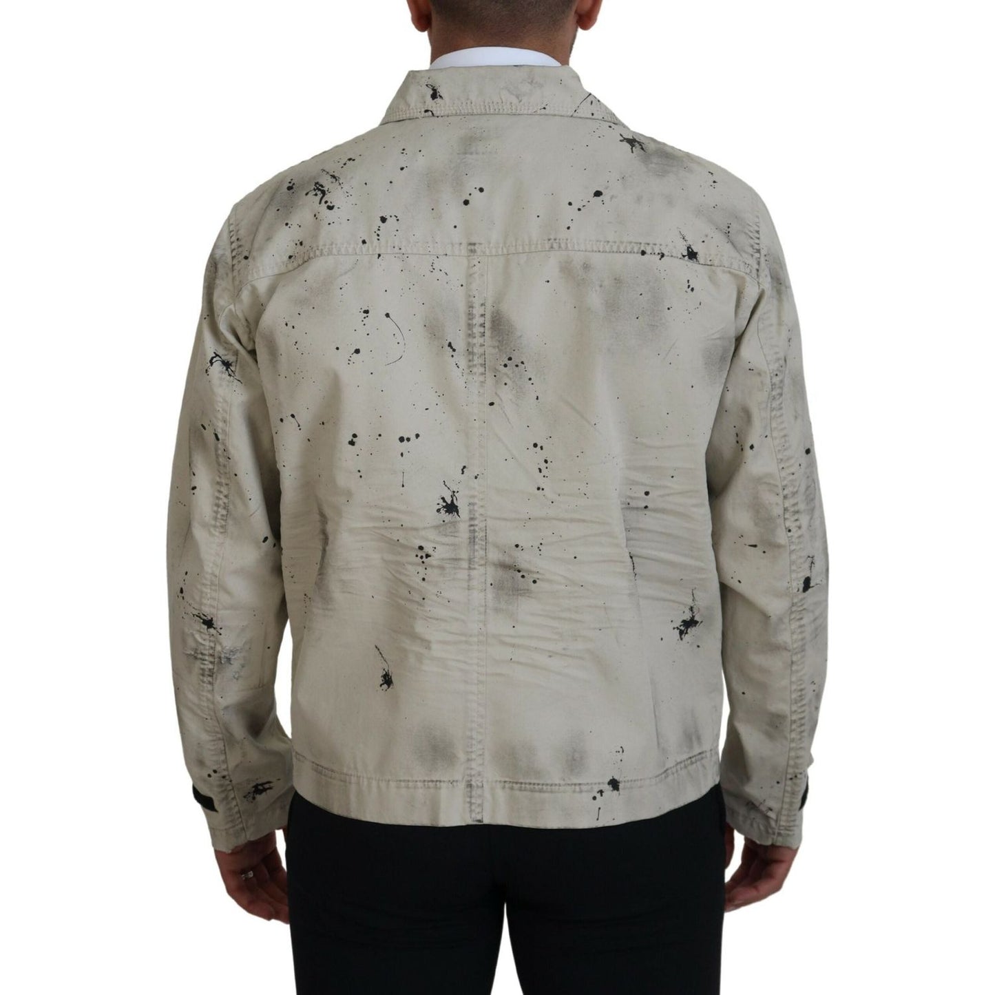 Dsquared² Off White Black Splash Print Casual Denim Jacket Dsquared² Rosy Brown