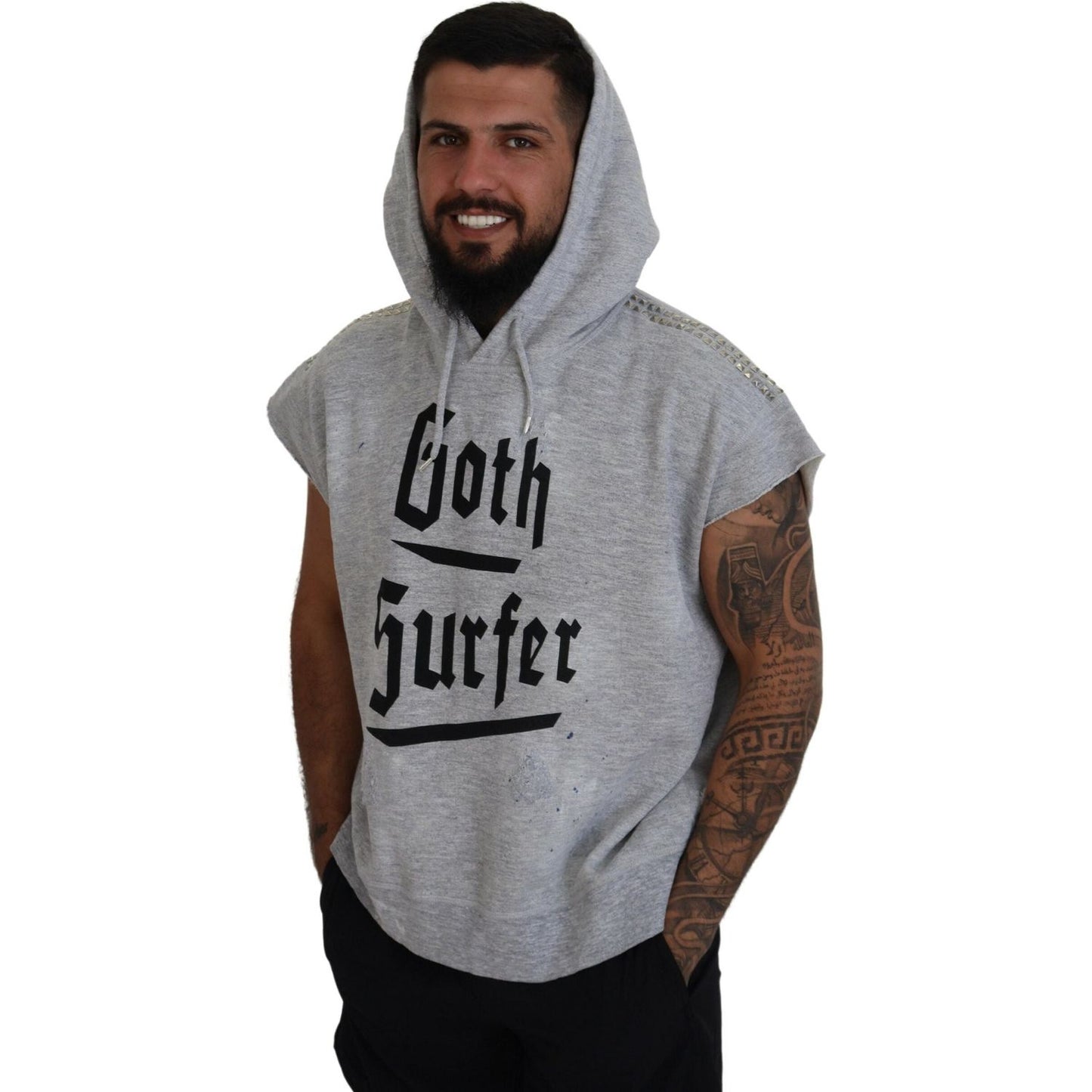 Dsquared² Light Gray Cotton Short Sleeves Hooded T-shirt Dsquared² Slate Gray