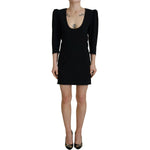 Dsquared² Black Polyester Long Sleeves Bodycon Sheath Dress DR28836-38