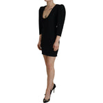 Dsquared² Black Polyester Long Sleeves Bodycon Sheath Dress DR28836-38