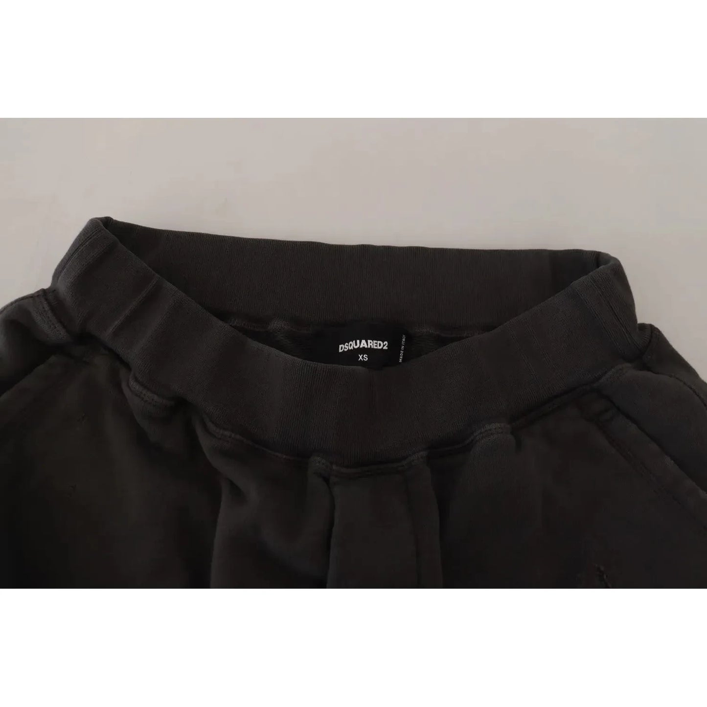Dsquared² Black Cotton Mid Waist Tattered Tapered Shorts