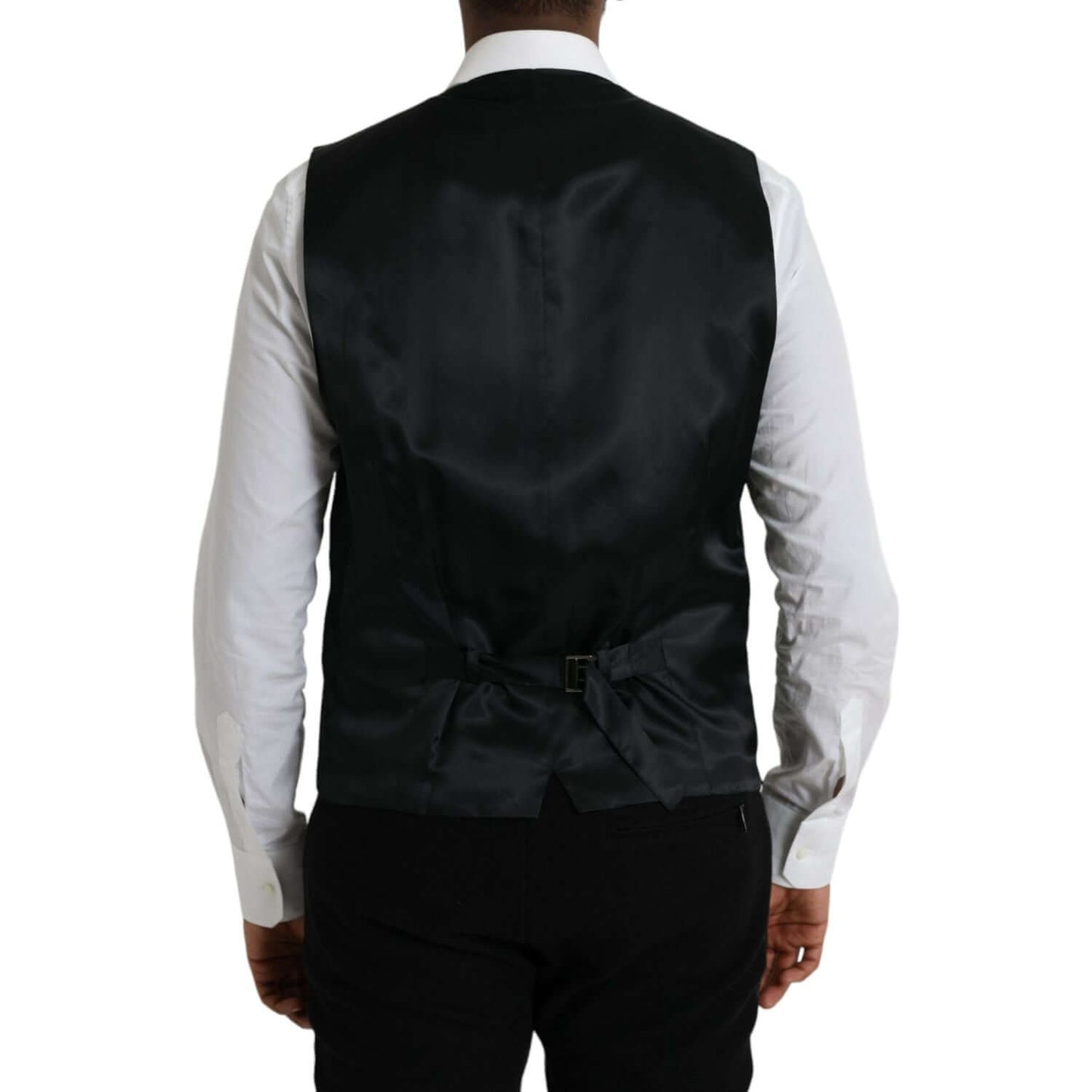 Dolce & Gabbana Black Wool Waistcoat Dress Formal Vest Dolce & Gabbana Gray