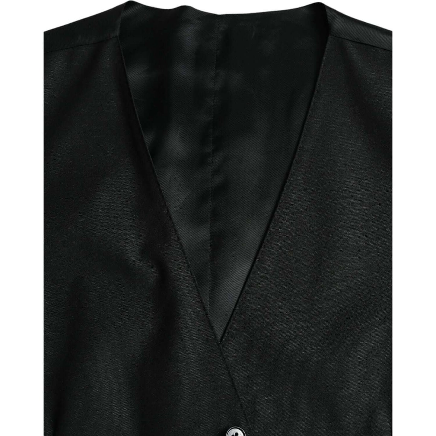 Dolce & Gabbana Black Wool Waistcoat Dress Formal Vest Dolce & Gabbana Black
