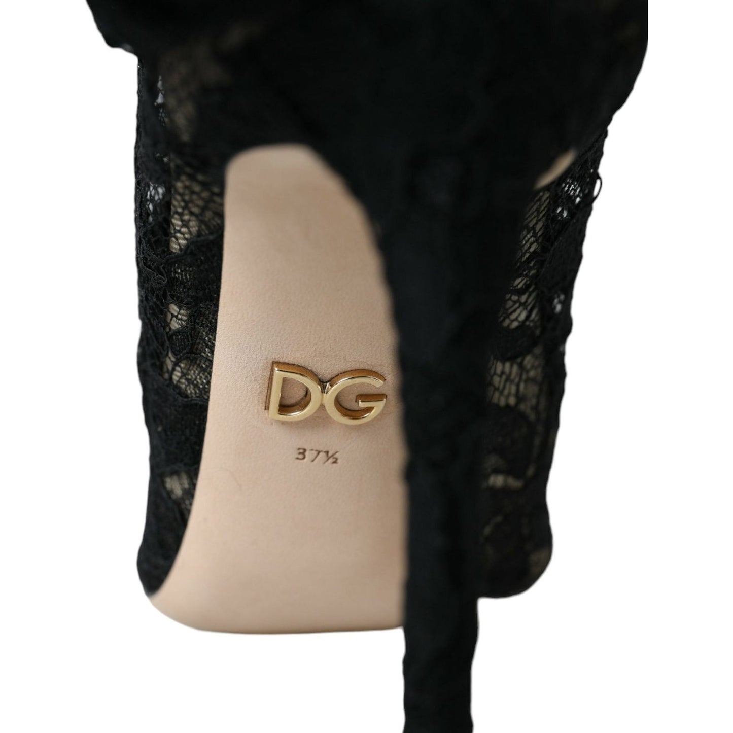 Dolce & Gabbana Black Stretch Taormina Lace Boots Shoes Dolce & Gabbana Black