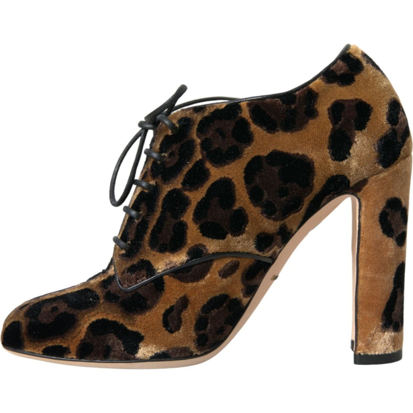 Dolce & Gabbana Brown Leopard Hair Lace Up Booties Shoes Dolce & Gabbana Black