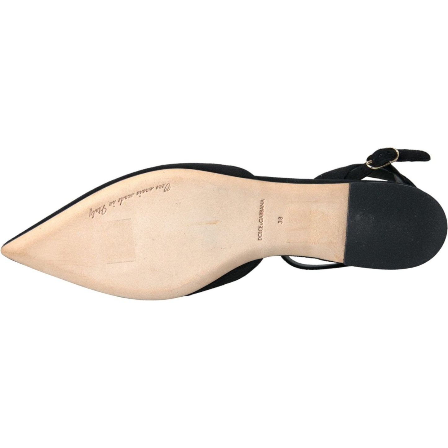 Dolce & Gabbana Black Leather Crystal Slingback Sandals Shoes Dolce & Gabbana Dark Slate Gray