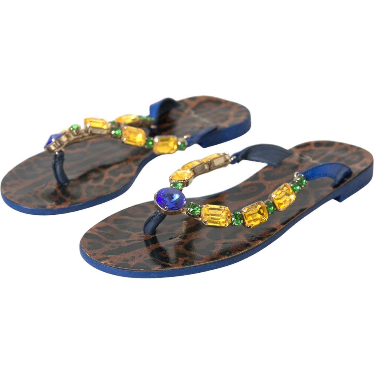 Dolce & Gabbana Blue Crystal Calf Leather Beachwear Shoes Dolce & Gabbana Dim Gray