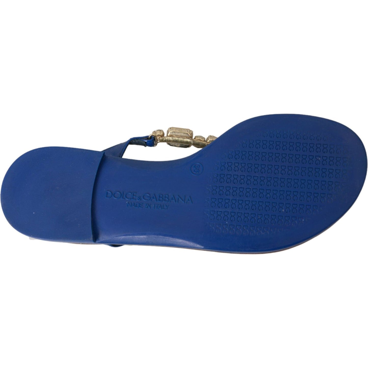 Dolce & Gabbana Blue Crystal Calf Leather Beachwear Shoes Dolce & Gabbana Midnight Blue
