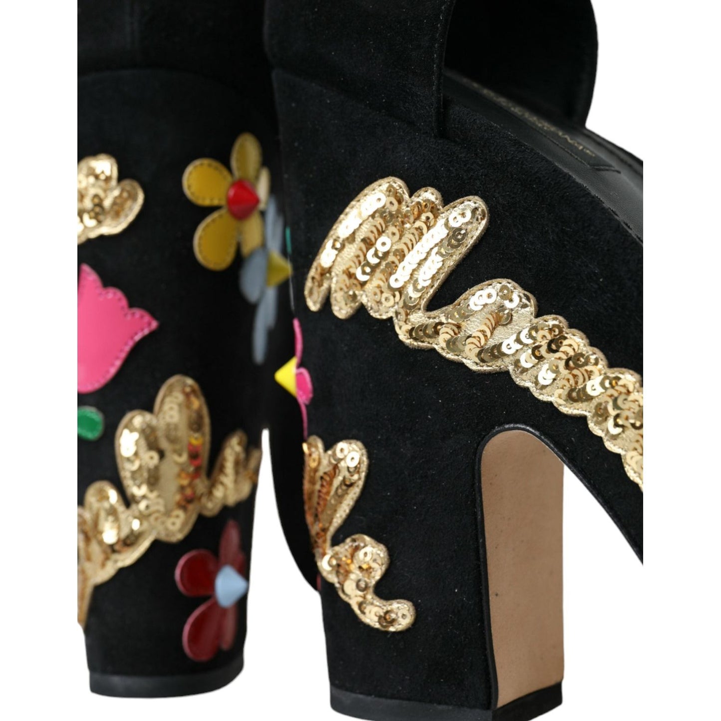Dolce & Gabbana Black Floral Ankle Strap Heels Sandals Shoes Dolce & Gabbana Rosy Brown