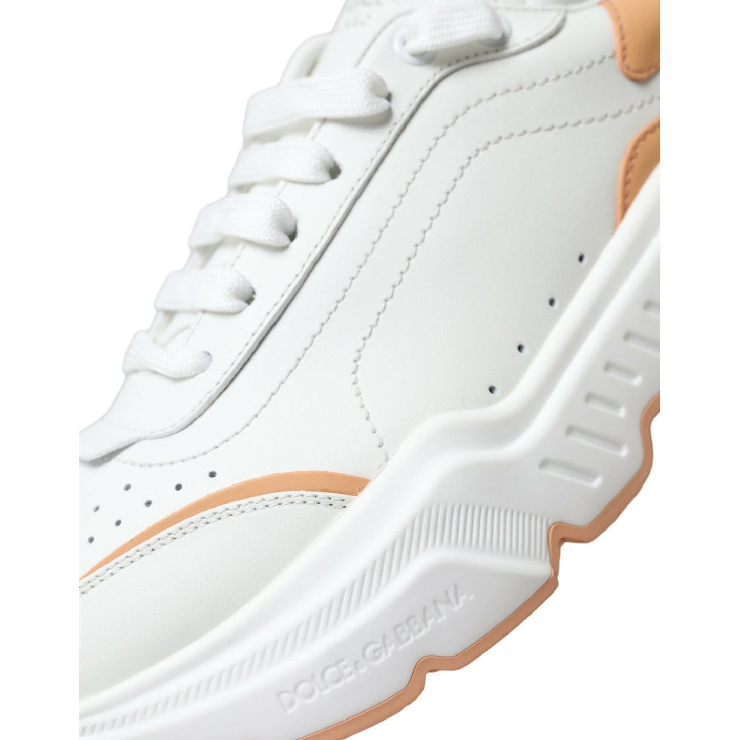 Dolce & Gabbana White Peach DAYMASTER Leather Sneakers Shoes Dolce & Gabbana Lavender