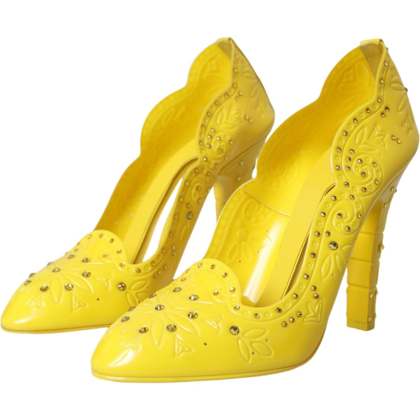 Dolce & Gabbana Yellow Crystal CINDERELLA Heels Pumps Shoes Dolce & Gabbana Goldenrod