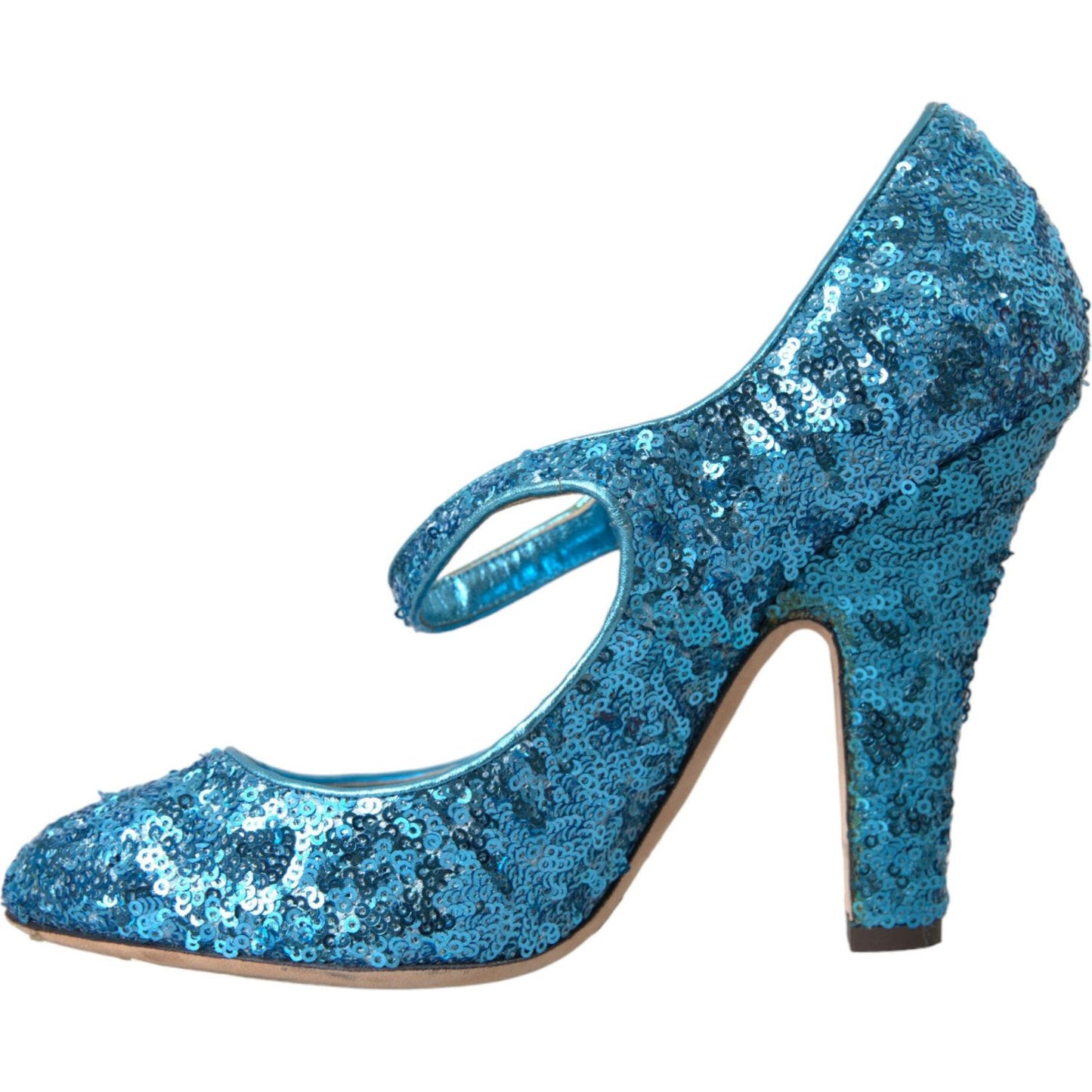 Dolce & Gabbana Blue Sequin Mary Jane Pumps High Heels Shoes Dolce & Gabbana Steel Blue