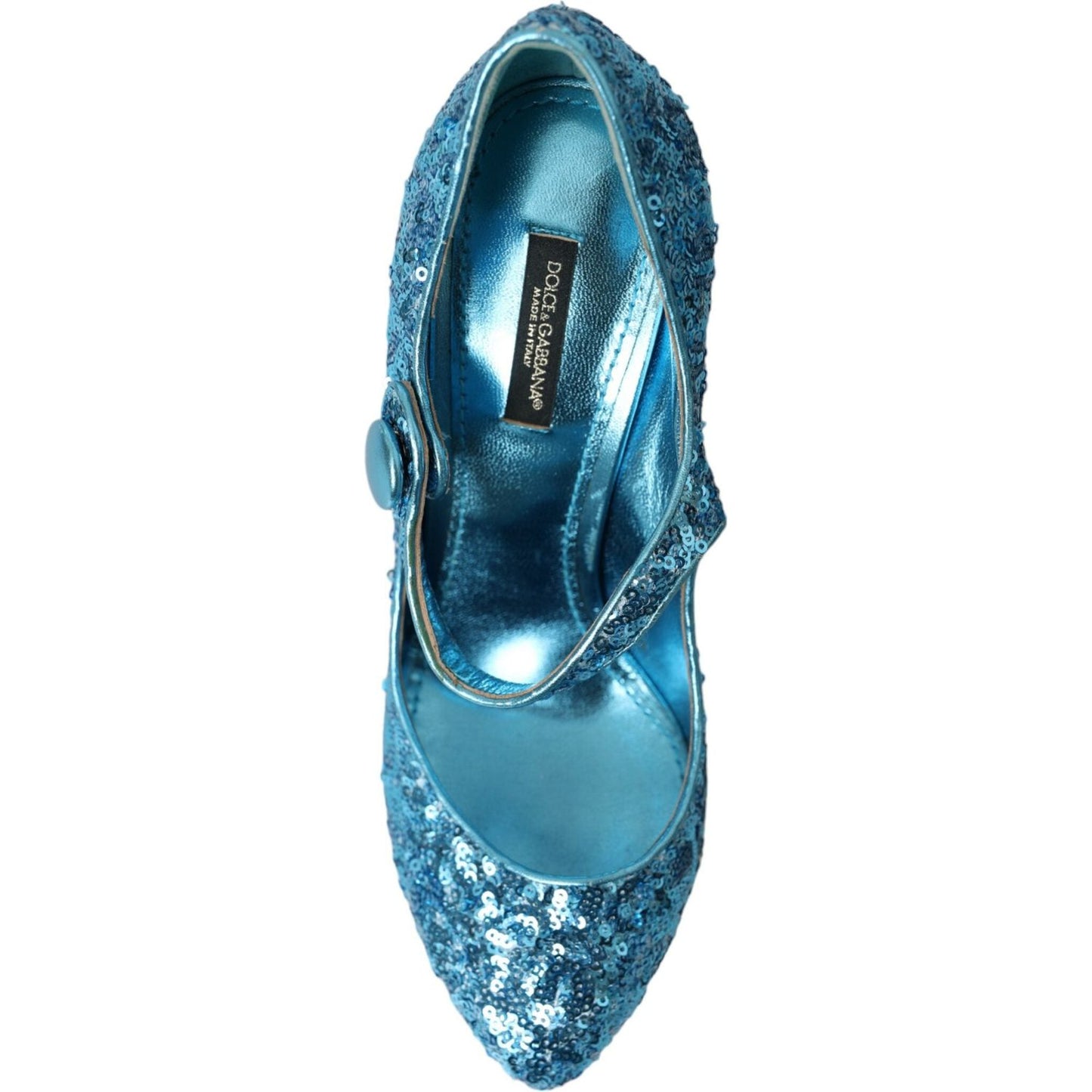 Dolce & Gabbana Blue Sequin Mary Jane Pumps High Heels Shoes Dolce & Gabbana Steel Blue